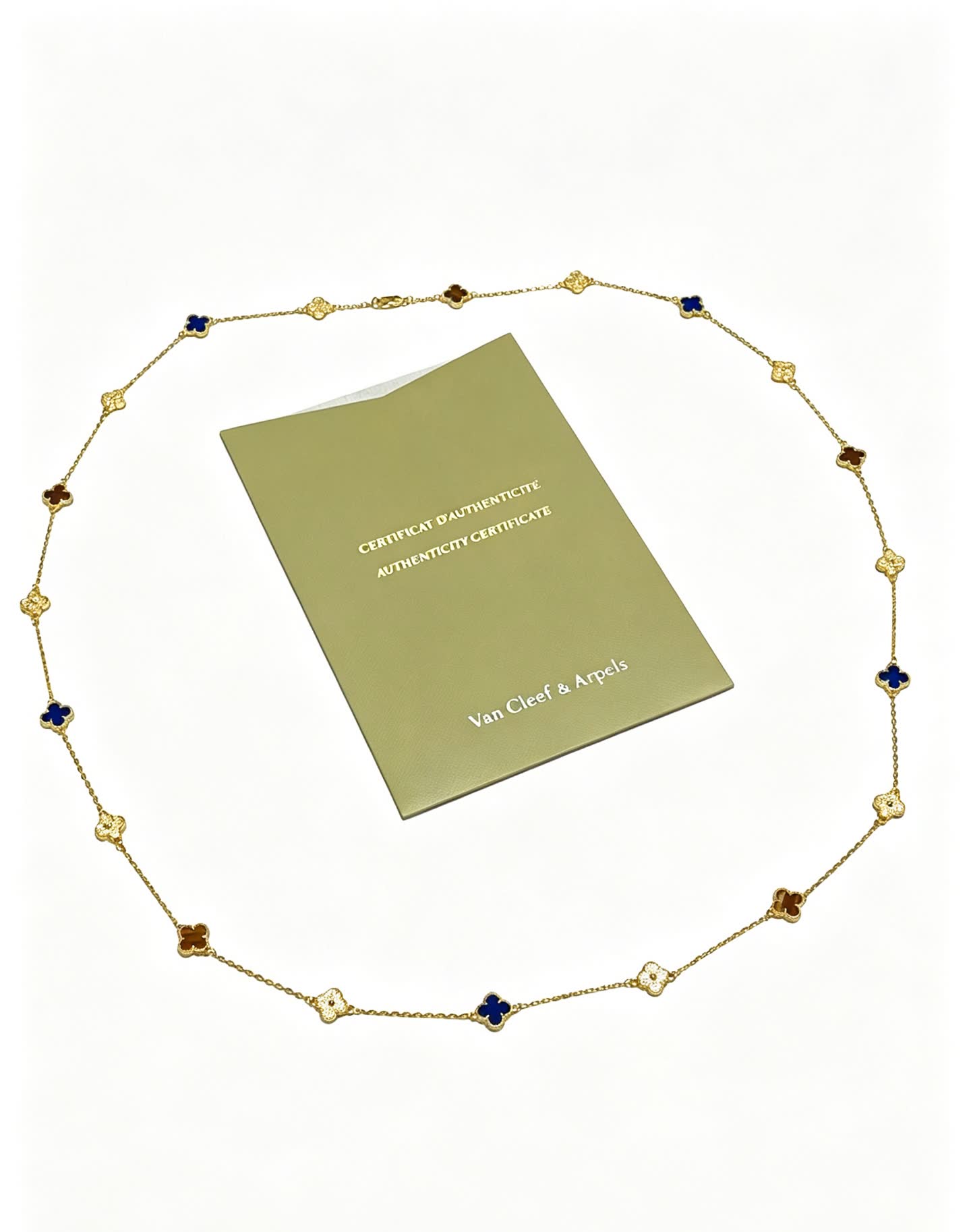 Van Cleef & Arpels Vintage Alhambra Yellow Gold Enamel Necklace
